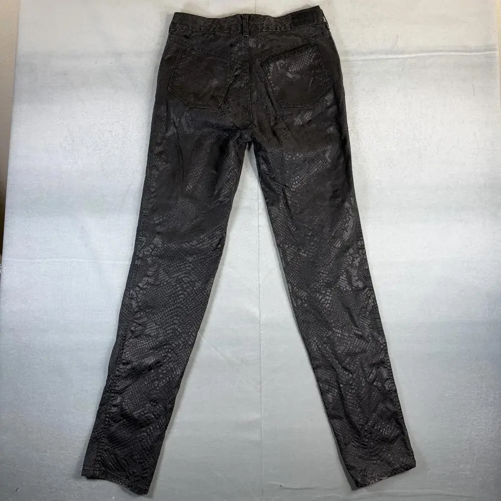 VTG ModZart London Pants Size 30x34* Black Skinny Python Snake Leather Print 80s